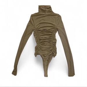 Free People Olive Green Sheer Mesh Bodysuit